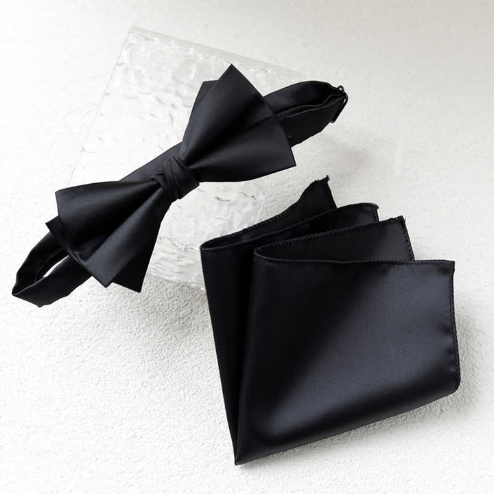 Set di 2 papillon a doppio strato con fazzoletto da taschino elegante da uomo con motivo floreale