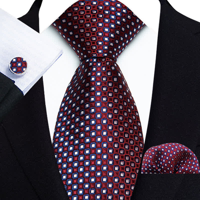 Set di 3 cravatte di lusso formali con motivo a pois da uomo