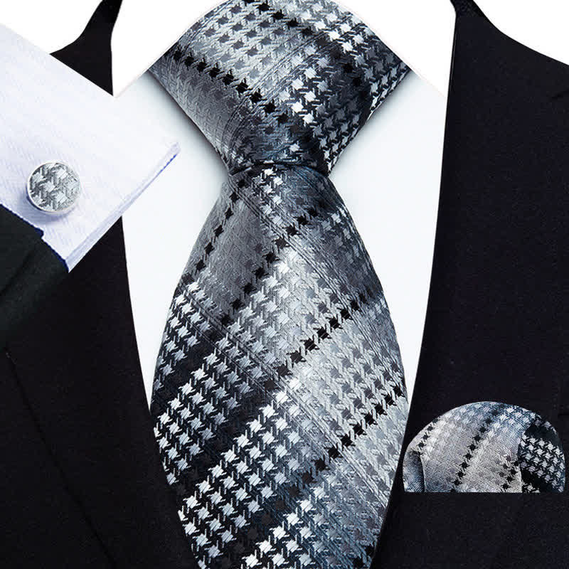 Set di 3 cravatte a righe grigie e nere da uomo - Grigio - image 0