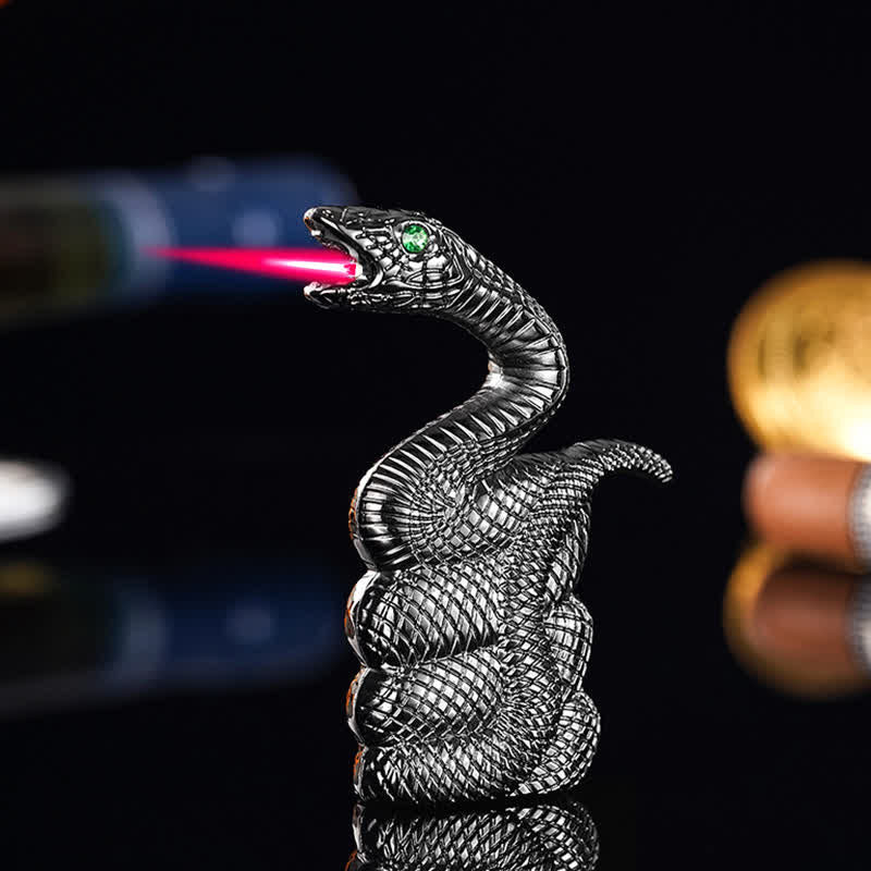 Accendino a butano ricaricabile a forma di serpente arrotolato creativo - Nero - image 0