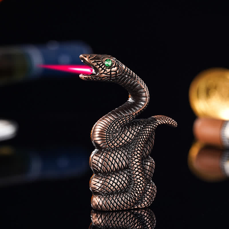 Accendino a butano ricaricabile a forma di serpente arrotolato creativo - Bronzo rosso antico - image 5