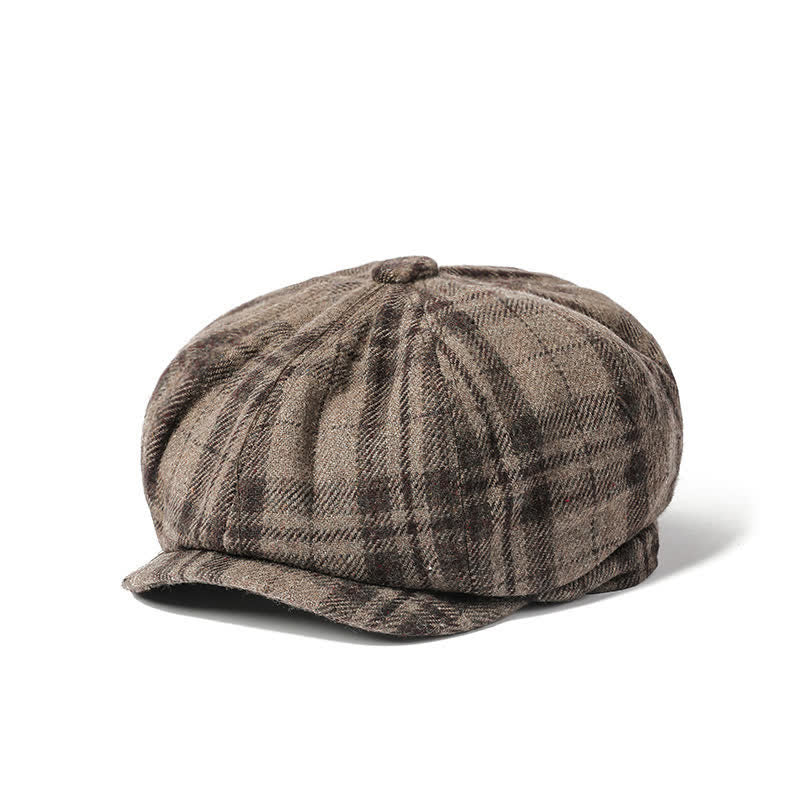 Cappello basco ottagonale da cowboy scozzese vintage da uomo - Cachi - Misura M (22"-22 7/8") - image 0