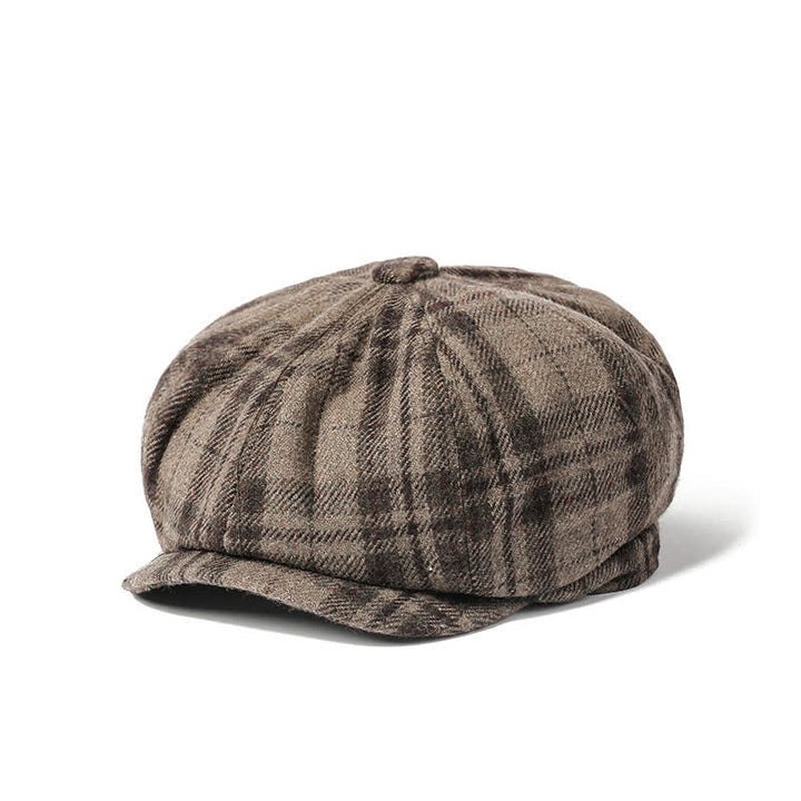 Cappello basco ottagonale da cowboy scozzese vintage da uomo - Cachi - Misura M (22"-22 7/8") - image 0