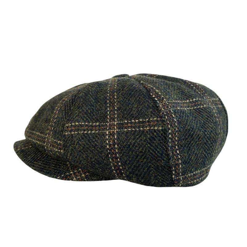 Cappello basco ottagonale da pittore britannico a quadri retrò verde scuro - image 2