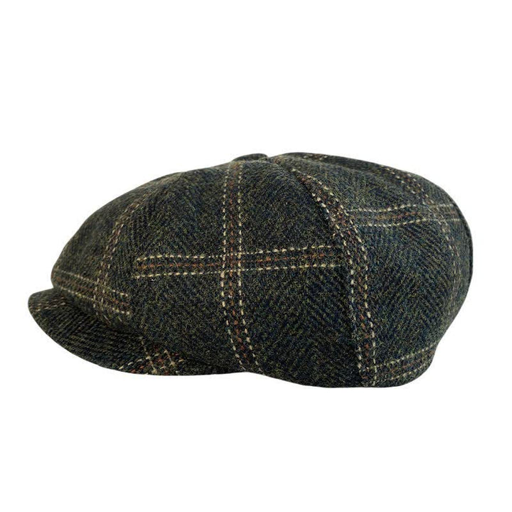 Cappello basco ottagonale da pittore britannico a quadri retrò verde scuro - image 2