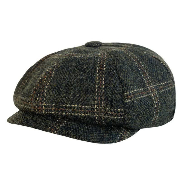 Cappello basco ottagonale da pittore britannico a quadri retrò verde scuro - Verde scuro - L (23 1/4"-23 5/8") - image 0