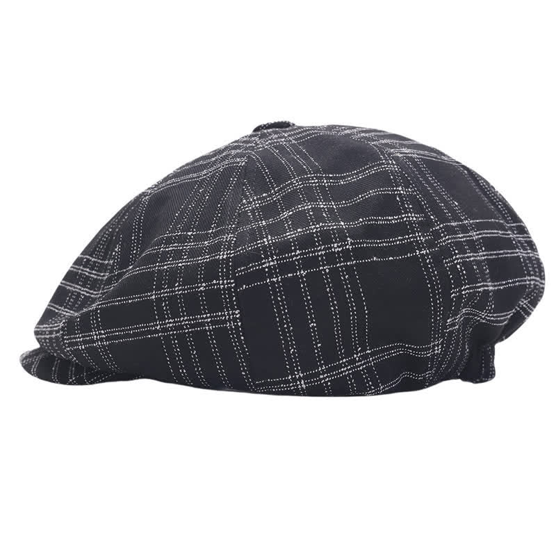 Cappello da cowboy basco ottagonale semplice a quadri bianchi e neri