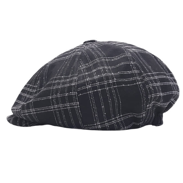 Cappello da cowboy basco ottagonale semplice a quadri bianchi e neri