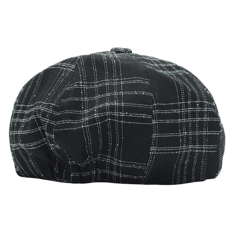 Cappello da cowboy basco ottagonale semplice a quadri bianchi e neri