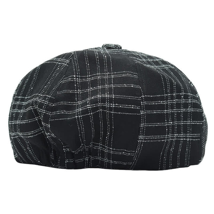 Cappello da cowboy basco ottagonale semplice a quadri bianchi e neri