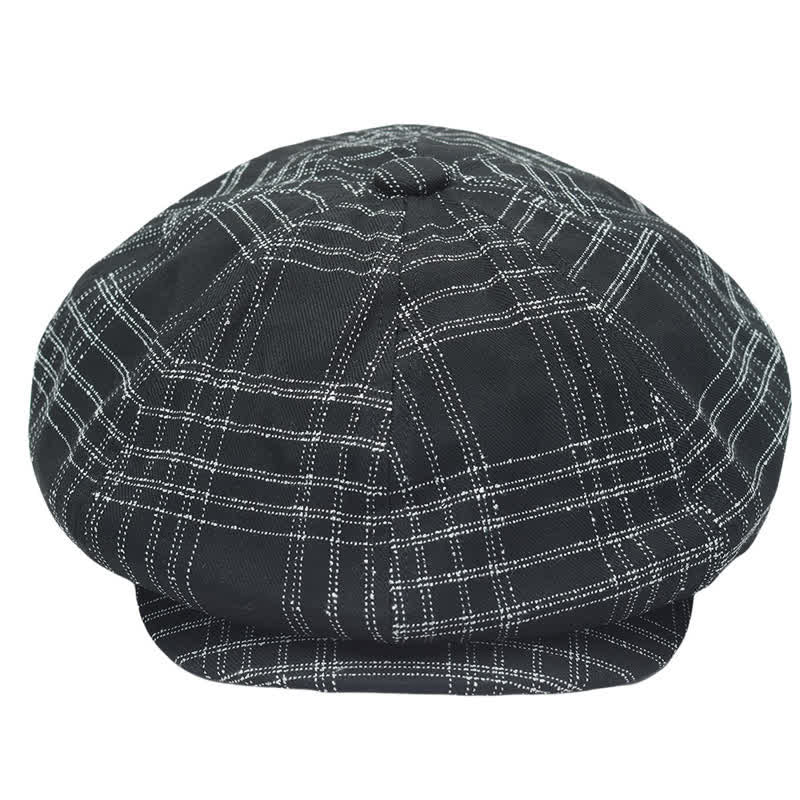Cappello da cowboy basco ottagonale semplice a quadri bianchi e neri