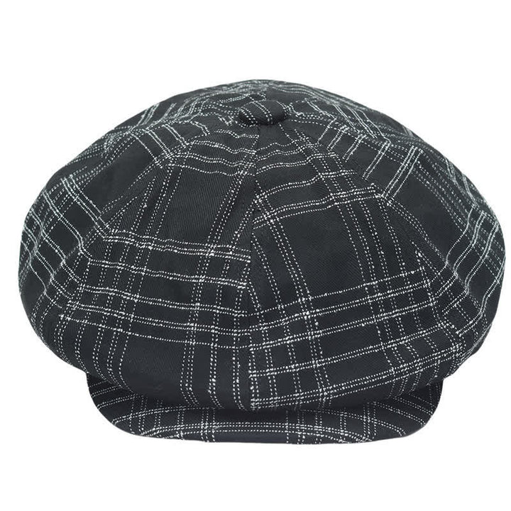 Cappello da cowboy basco ottagonale semplice a quadri bianchi e neri