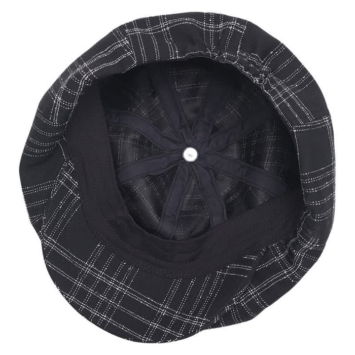 Cappello da cowboy basco ottagonale semplice a quadri bianchi e neri