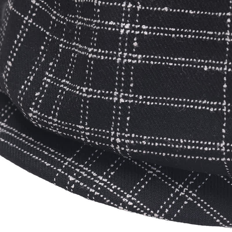 Cappello da cowboy basco ottagonale semplice a quadri bianchi e neri
