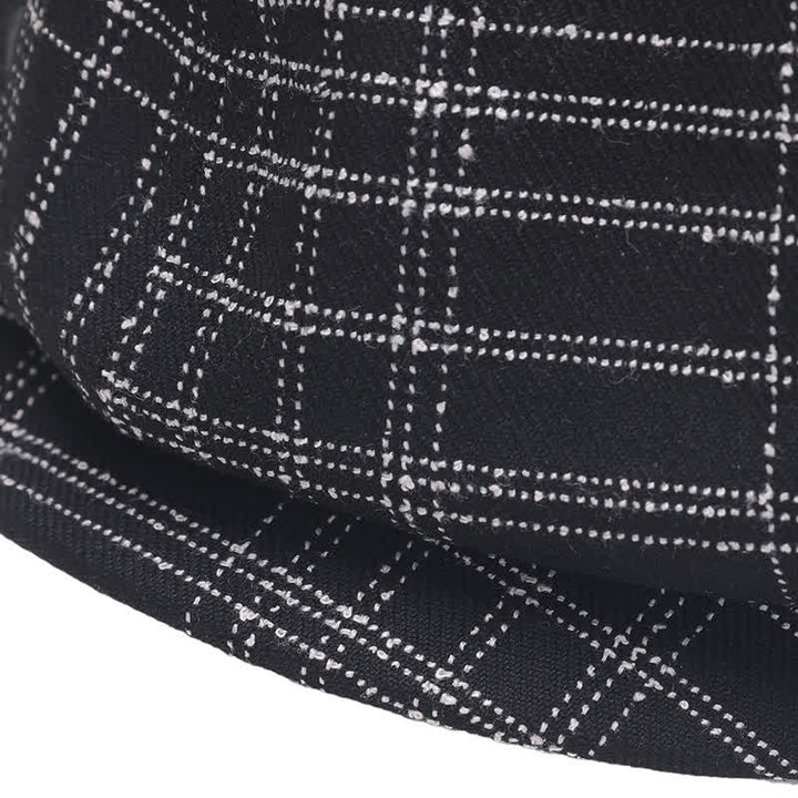Cappello da cowboy basco ottagonale semplice a quadri bianchi e neri