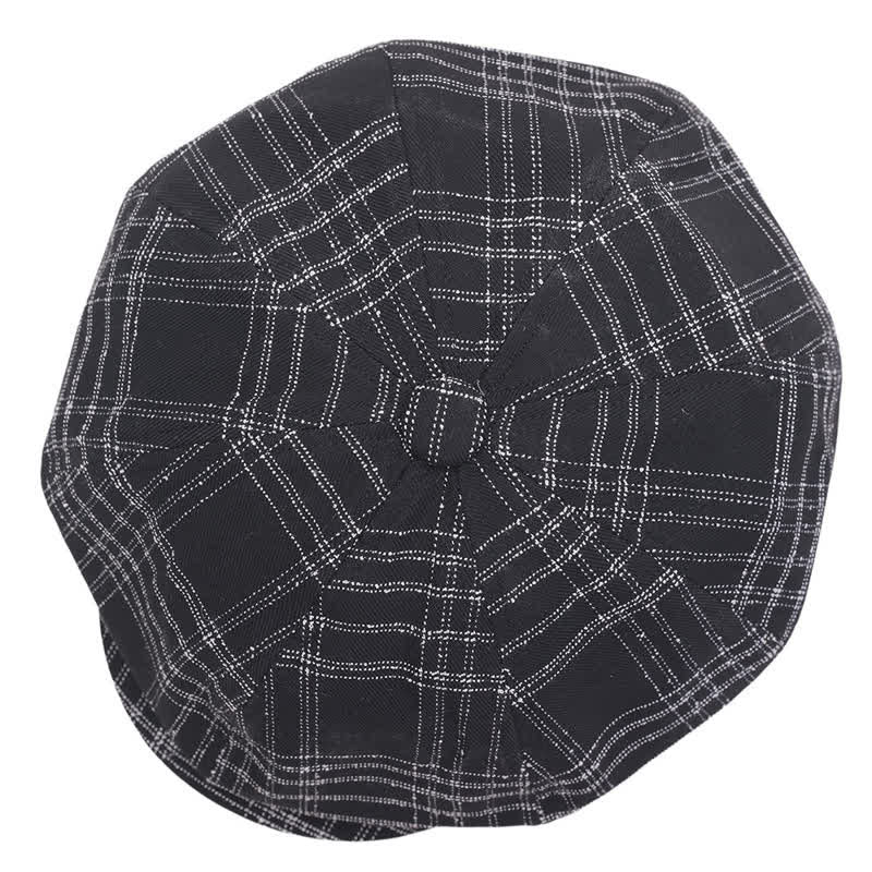 Cappello da cowboy basco ottagonale semplice a quadri bianchi e neri