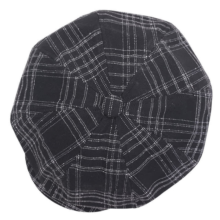 Cappello da cowboy basco ottagonale semplice a quadri bianchi e neri