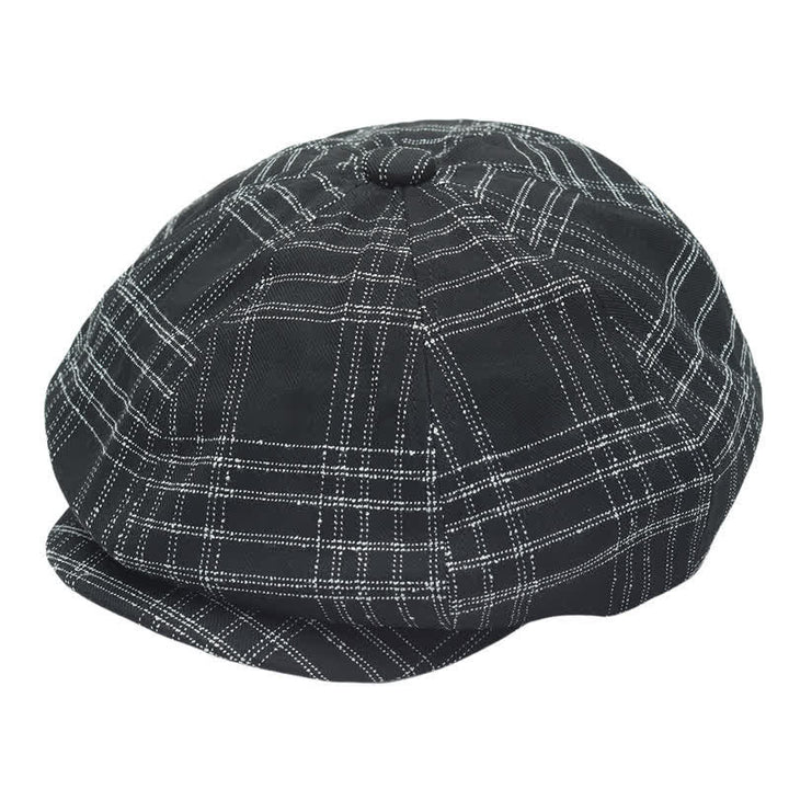 Cappello da cowboy basco ottagonale semplice a quadri bianchi e neri
