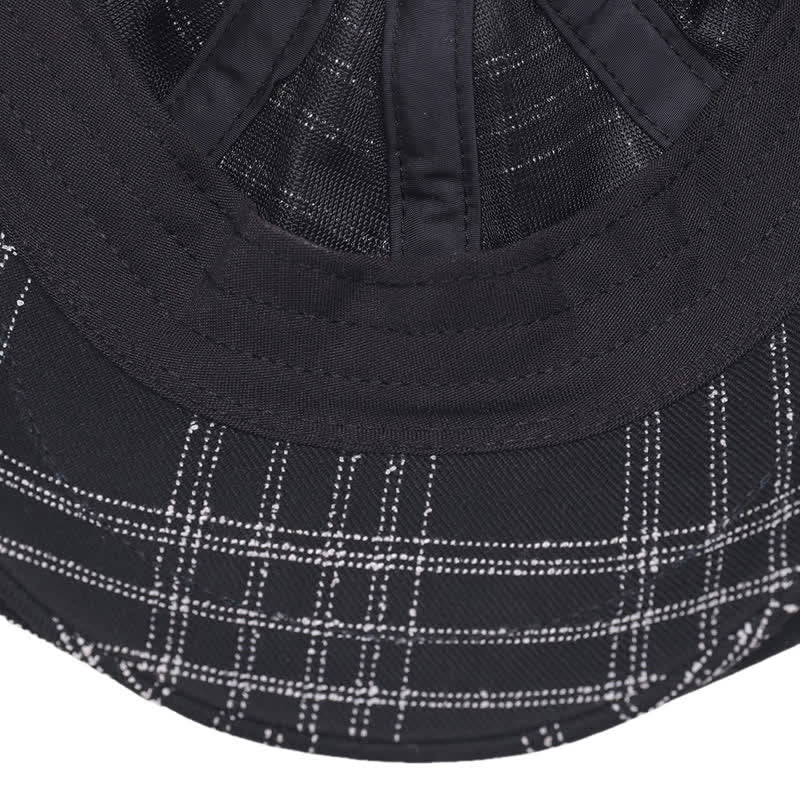 Cappello da cowboy basco ottagonale semplice a quadri bianchi e neri