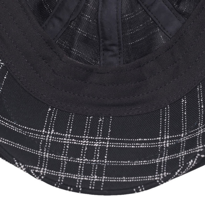 Cappello da cowboy basco ottagonale semplice a quadri bianchi e neri