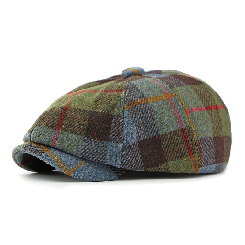 Cappello basco da giornalaio in finta lana tweed - Verde militare - Regolabile (21 5/8"-23 1/4") - image 5