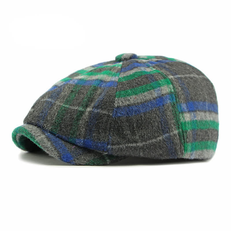 Cappello da strillone a otto pannelli a quadri tradizionali, berretto britannico - Blu e verde - Regolabile (21 5/8"-23 1/4") - image 12
