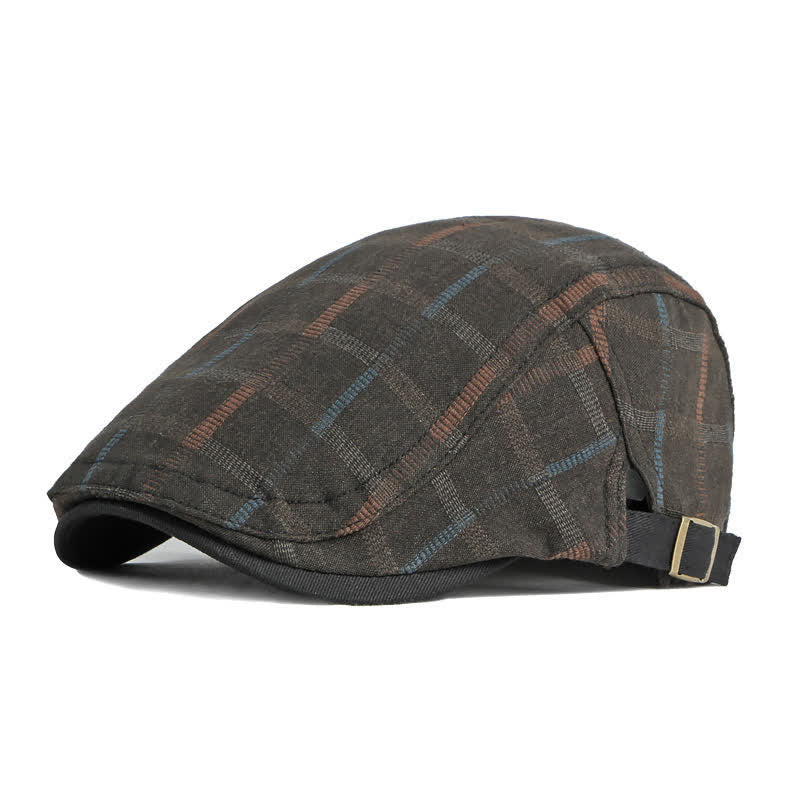 Cappello basco con motivo a quadri semplice e colore a contrasto - Caffè - Regolabile (21 5/8"-23 5/8") - image 2