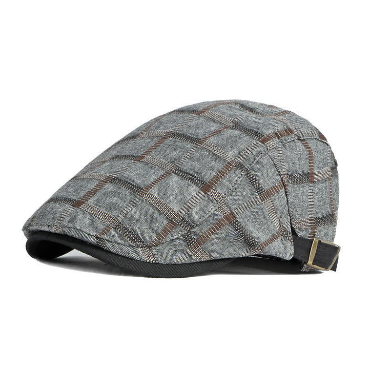 Cappello basco con motivo a quadri semplice e colore a contrasto - Grigio - Regolabile (21 5/8"-23 5/8") - image 0