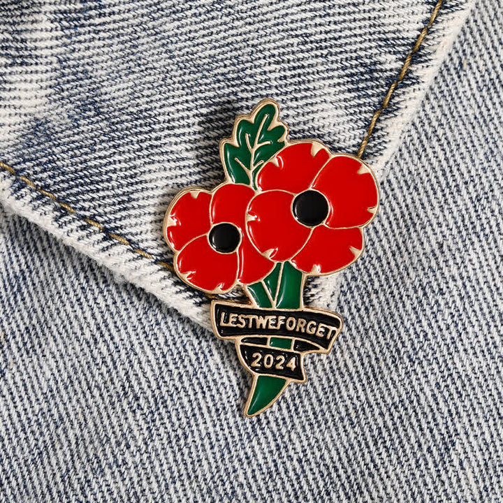 Spilla "Memorial Day Black Red Poppy Lest We Forget" - image 1