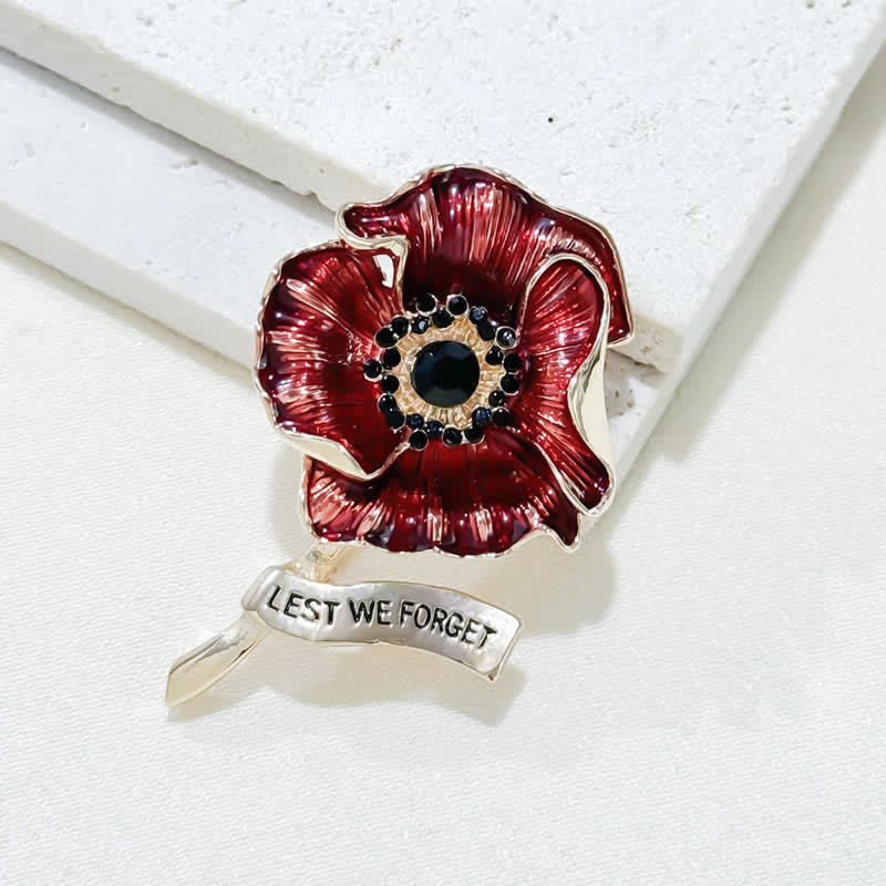 Spilla Red Poppy Remembrance Day Lest We Forget - image 1
