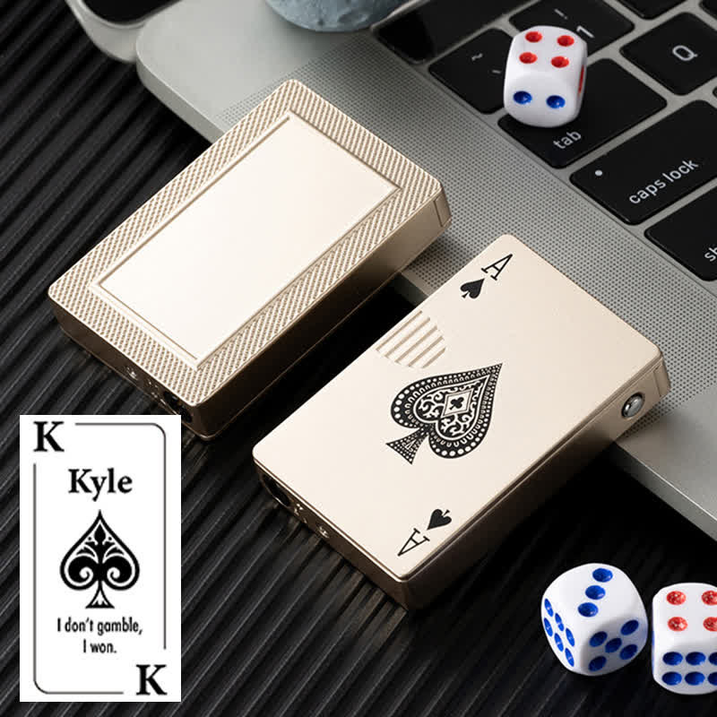 Accendino a butano ricaricabile personalizzato con retro personalizzato e carte da poker