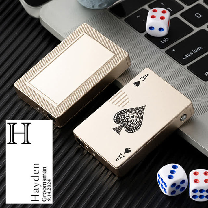 Accendino a butano ricaricabile personalizzato con retro personalizzato e carte da poker