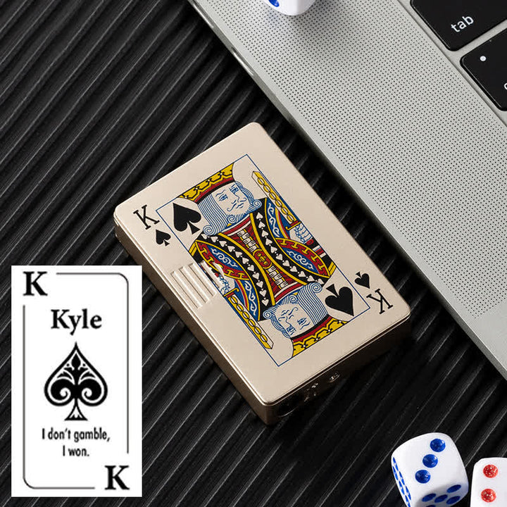 Accendino a butano ricaricabile personalizzato con retro personalizzato e carte da poker