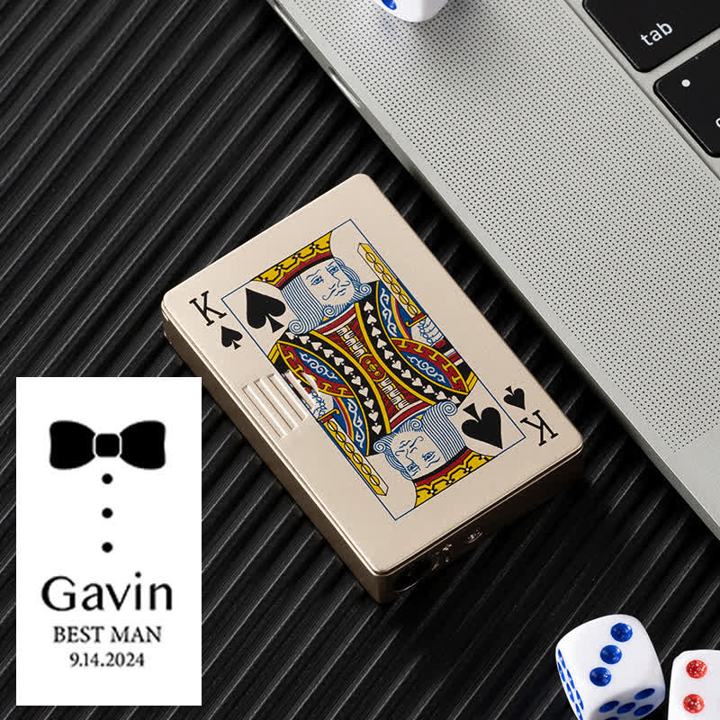 Accendino a butano ricaricabile personalizzato con retro personalizzato e carte da poker - Oro K - Disegno #I - image 32