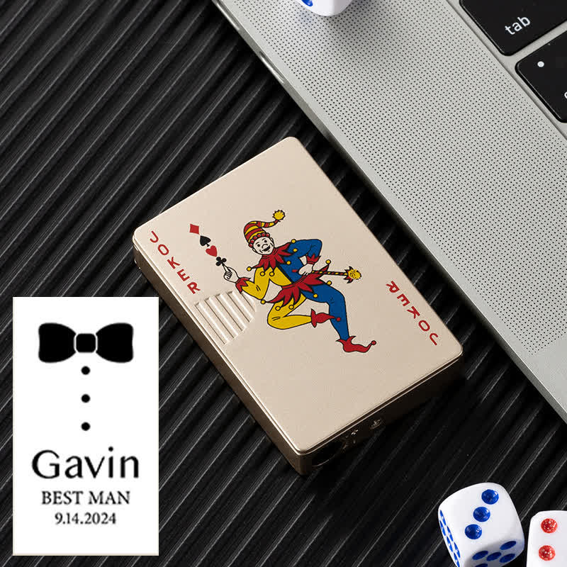 Accendino a butano ricaricabile personalizzato con retro personalizzato e carte da poker - Burlone - Disegno #I - image 43