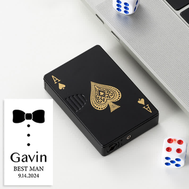 Accendino a butano ricaricabile personalizzato con retro personalizzato e carte da poker - Nero A - Disegno #I - image 53