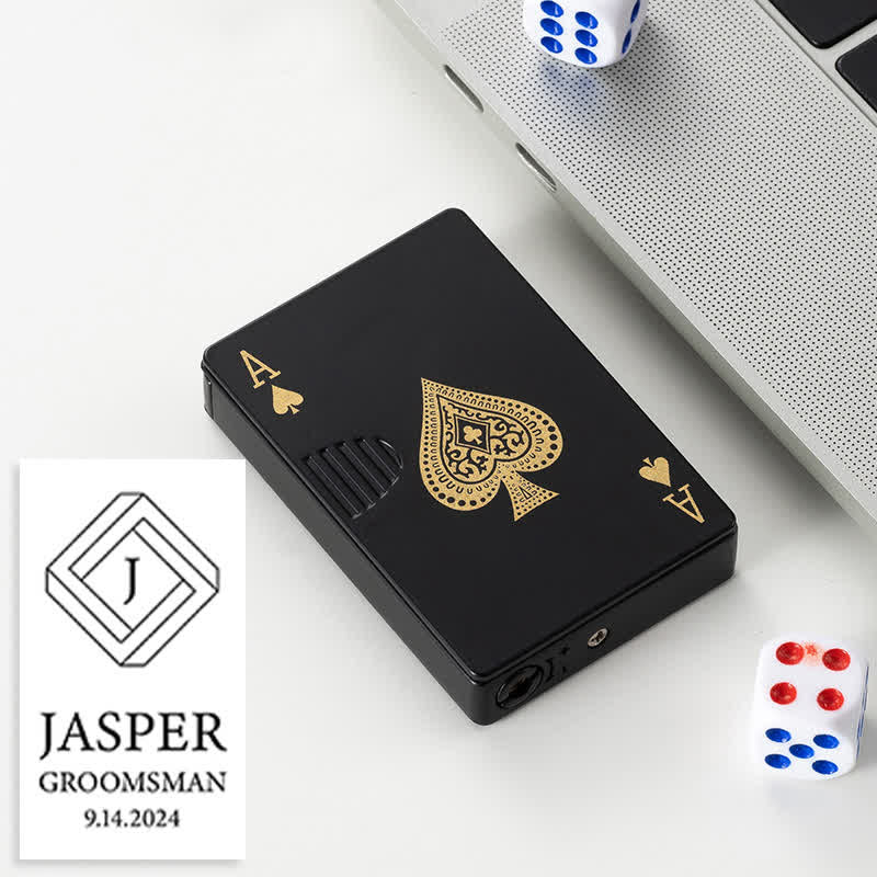 Accendino a butano ricaricabile personalizzato con retro personalizzato e carte da poker - Nero A - Progettare #G - image 51