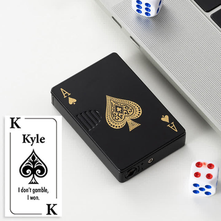 Accendino a butano ricaricabile personalizzato con retro personalizzato e carte da poker - Nero A - Progetto #E - image 49