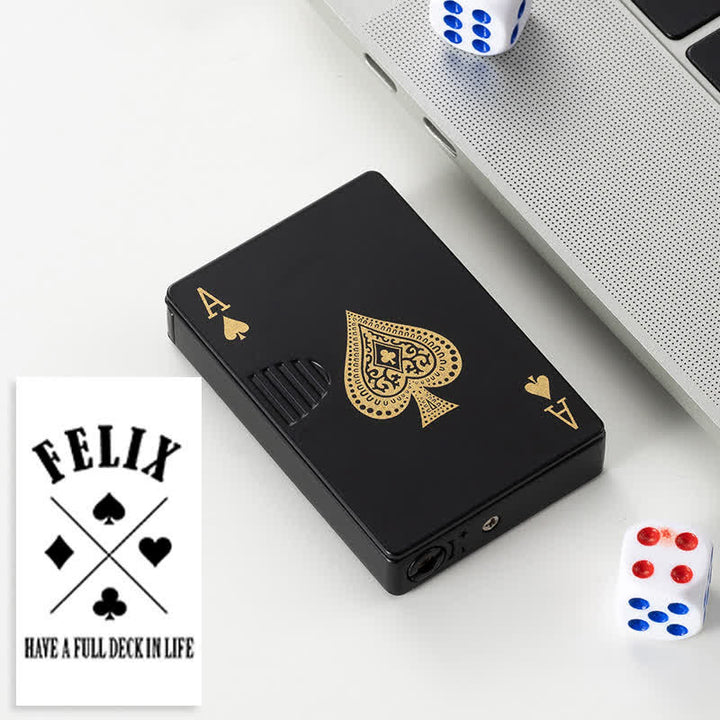 Accendino a butano ricaricabile personalizzato con retro personalizzato e carte da poker