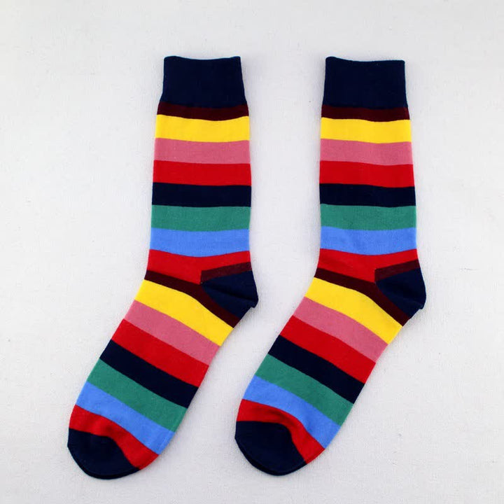Calzini da uomo in cotone a righe arcobaleno colorate - Stile n. 3 - 6 paia - Taglia unica (US 8 - US 11,5) - image 9