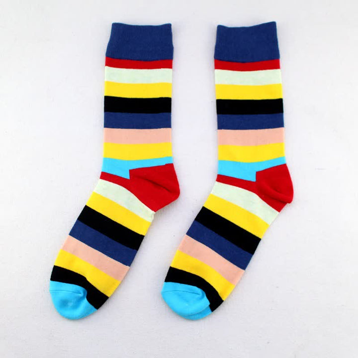 Calzini da uomo in cotone a righe arcobaleno colorate - Stile n. 2 - 6 paia - Taglia unica (US 8 - US 11,5) - image 8