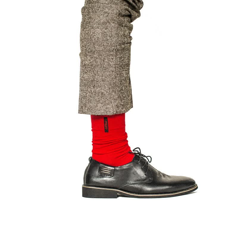 Calzini da uomo in cotone tinta unita stile British Gentleman - Rosso - 6 paia - Taglia unica (US 6.5 - US 10) - image 2