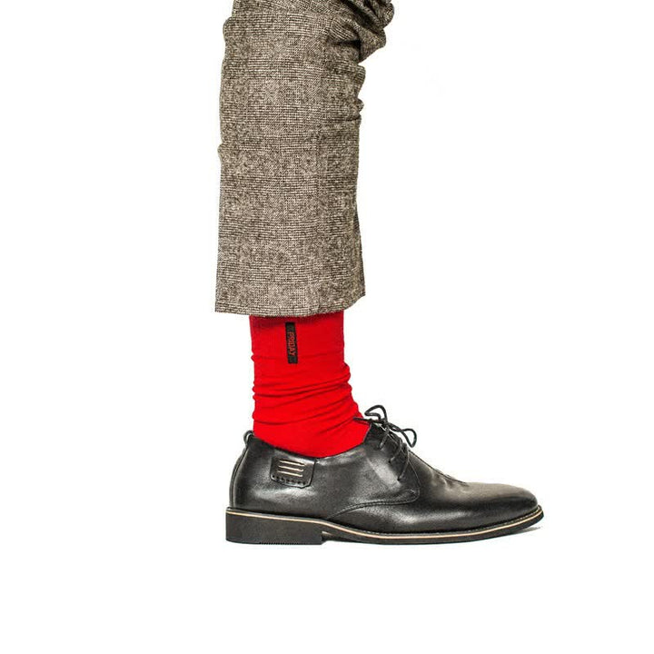 Calzini da uomo in cotone tinta unita stile British Gentleman - Rosso - 6 paia - Taglia unica (US 6.5 - US 10) - image 2