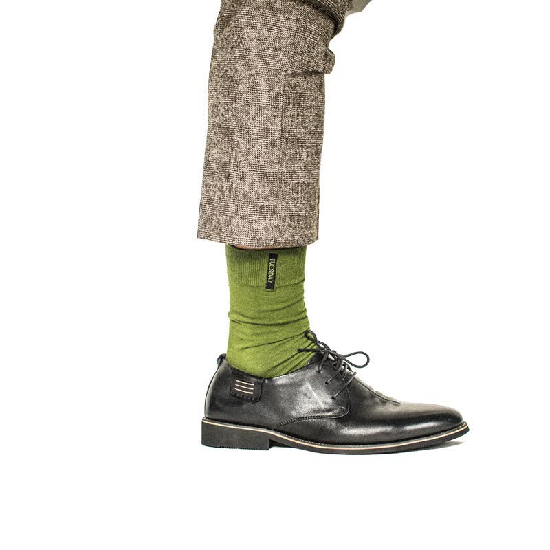 Calzini da uomo in cotone tinta unita stile British Gentleman - Verde - 6 paia - Taglia unica (US 6.5 - US 10) - image 9