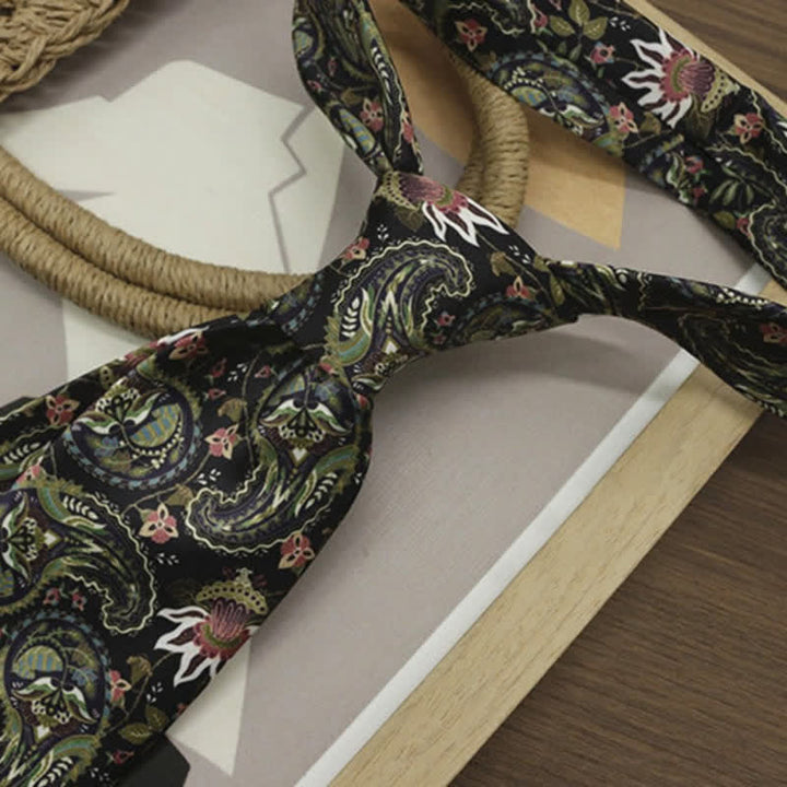 Cravatta da uomo verde scuro con stampa Paisley fantastica