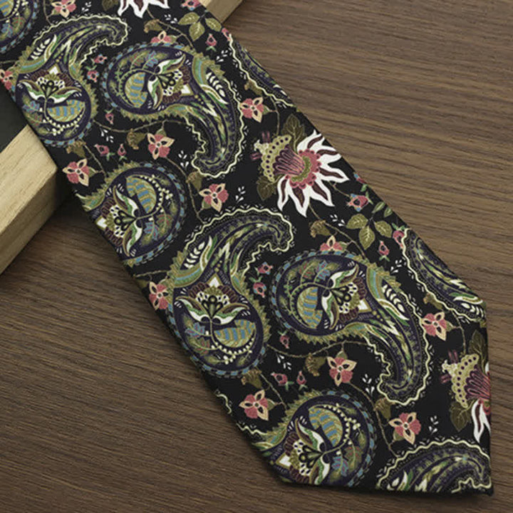 Cravatta da uomo verde scuro con stampa Paisley fantastica