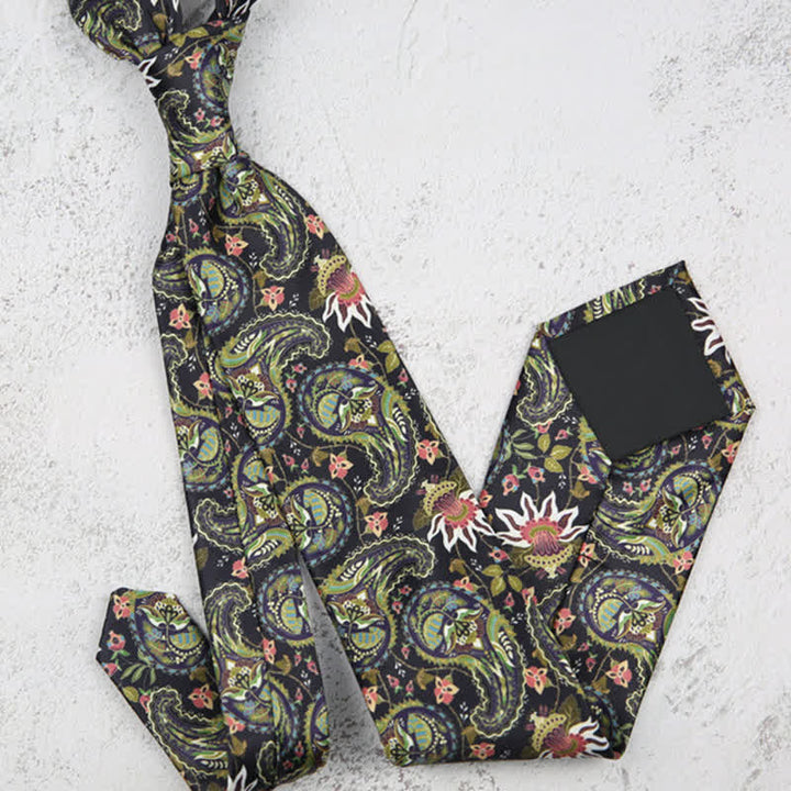 Cravatta da uomo verde scuro con stampa Paisley fantastica