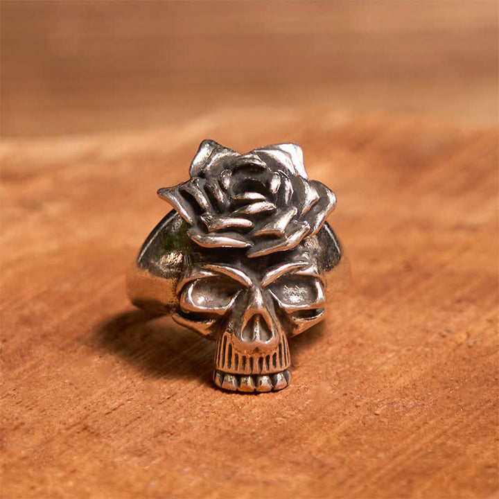 Set fai da te con fibbia per cintura con coltello nascosto a forma di rosa, ciondolo a forma di toro, teschio e anello a forma di rosa - image 4