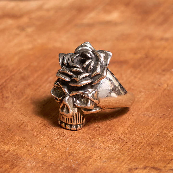 Set fai da te con fibbia per cintura con coltello nascosto a forma di rosa, ciondolo a forma di toro, teschio e anello a forma di rosa
