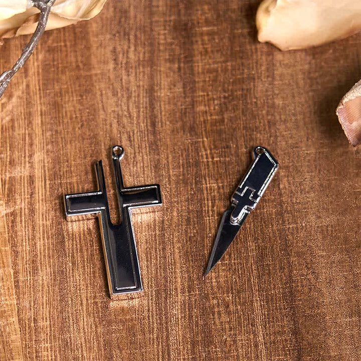 Set di ciondolo fai da te con ciondolo a forma di toro con corna di cervo, croce e coltello nascosto - image 3